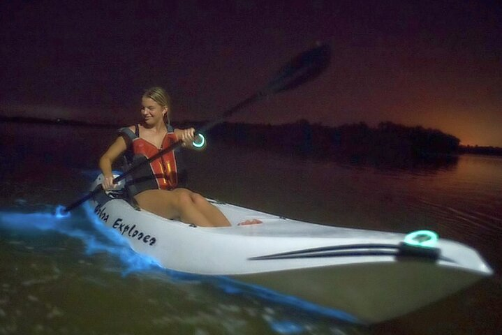 Bioluminescent Kayak in Cocoa Beach Florida on an amazing kayak tour with Fin Expeditions.